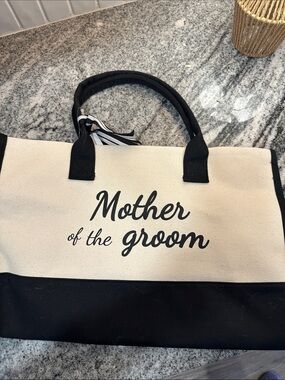 Mother of the Groom Canvas Tote Bag - Black & Cream
